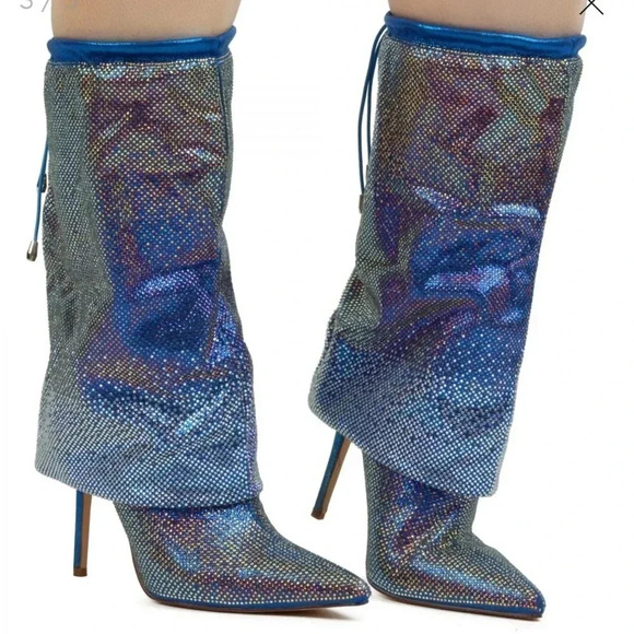 Azalea Wang  Blue Wishful Pointed Toe Bootie - Picture 3 of 9